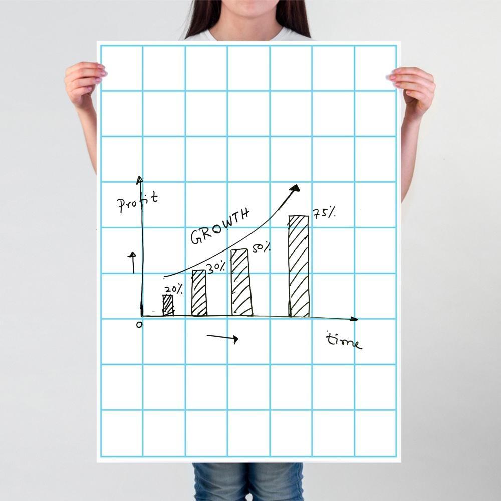 Classroom Large Laminated Dry Erase Poster Set, 2 Counts/set Grid and Lined Erasable Poster Set for Home and Office, Visual Learning Tools, School Teaching Supplies, Valentine's Day Gift