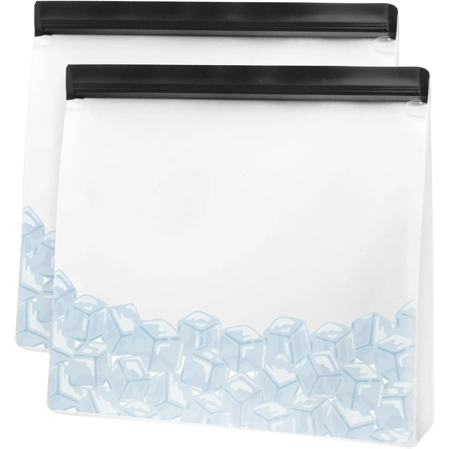 Reusable Ice Storage Bags - Set of 2, 11x10x2.5" - Ideal Reusable Ice Bag Set, Freezer Bags, Storage Bags, Snack Bag for Travel - Durable, Food-Grade BPA-Free
