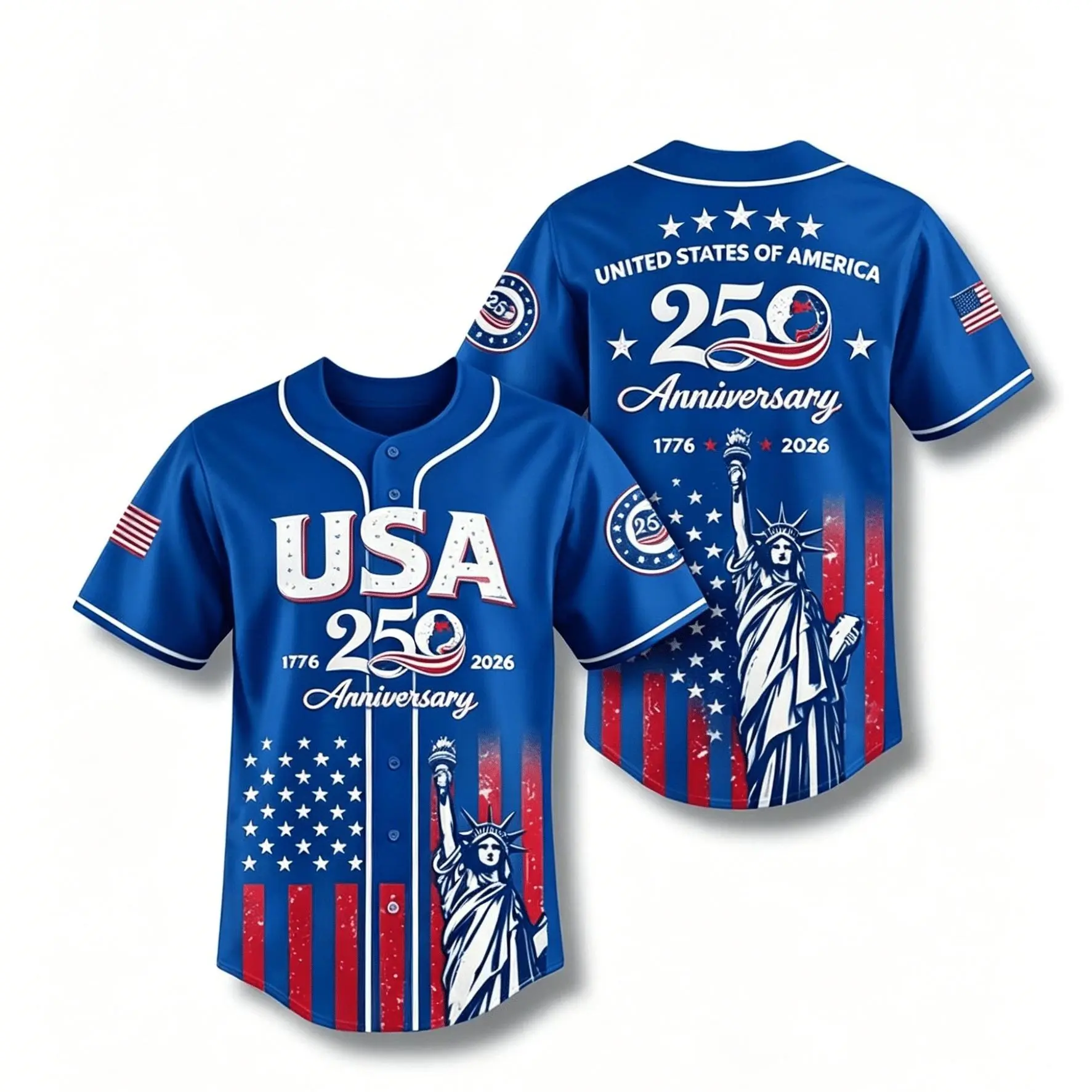 America 250th Anniversary Baseball Jersey, USA Jersey, 1776 2026 Patriotic Shirt, 4th of July Gift, Freedom Jersey Comfortable to wear, a must-have for game days and holidays