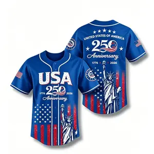 America 250th Anniversary Baseball Jersey, USA Jersey, 1776 2026 Patriotic Shirt, 4th of July Gift, Freedom Jersey Comfortable to wear, a must-have for game days and holidays