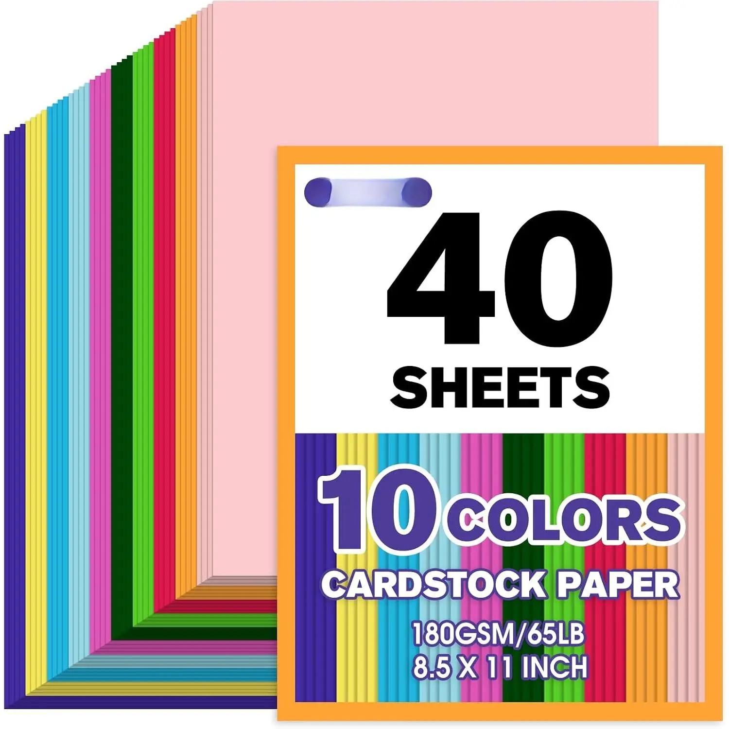 40 Sheets Colored Cardstock Paper 8.5 x 11, 10 Colors Card Stock | 10  Colors Construction Paper, 180gsm/65lb Heavyweight Printer Paper, for Crafts, DIY Card Making, Scrapbooking