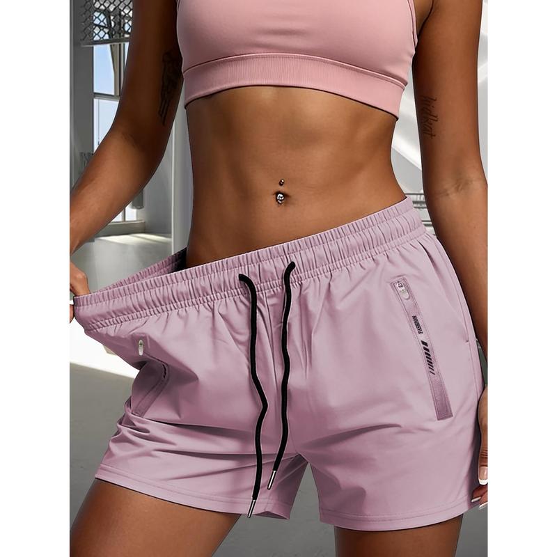 Women's High-Rise Slim Fit Nylon-Poly Sports Shorts - Workout Clothes for Female, Above the Knee, Summer, Lightweight, Stretchy, Breathable, Quick Dry, Running, Cold Wash Only, Non-Dry Clean Gym Outdoor Apparel