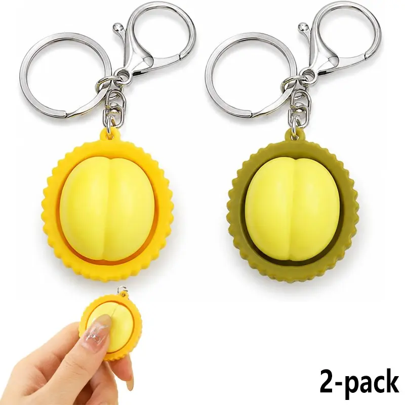Cute Durian Keyboard Fidget Toy, 2-Pack Clicker Fidget Keychain, Anxiety Relief, Crisp Sound, Focus Boost Gift for Adults