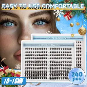 240PCS 10-16mm Eyelash Cluster Set Clusters, Mixed-length clusters with adhesive and tweezers included. Lightweight, soft, and fluffy clusters create natural or glamorous looks. Reusable cluster set.the perfect Christmas gift.