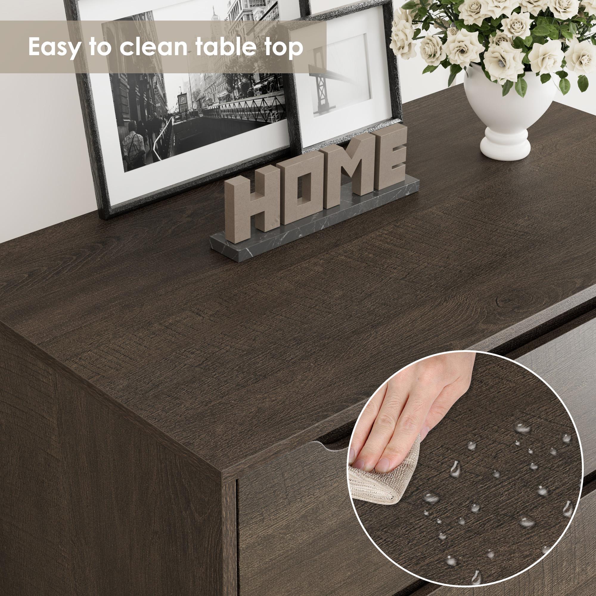 HOSTACK Modern 5 Drawer Dresser for Bedroom, Tall Chest of Drawers with Storage, Large Wood Cloth Storage Organizer with Cut-Out Handle, Accent Storage Cabinet for Living Room, Hallway