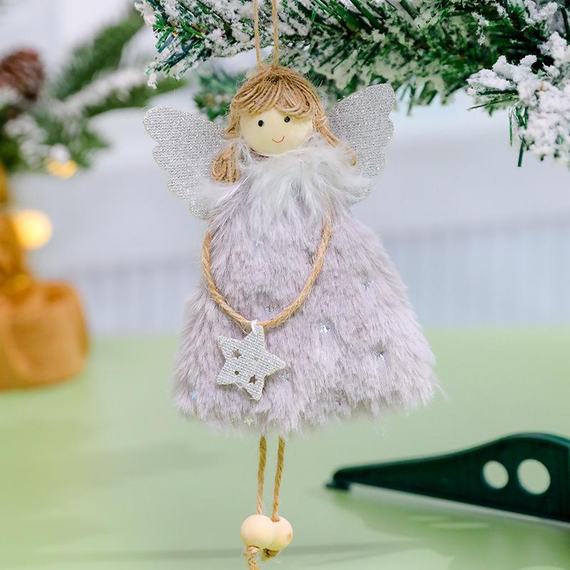 Angel Girls Christmas Decorations Pentagram Skirt Angel Pendants Cute Creative Plush Doll Xmas Tree Ornaments Fabric Art Gifts