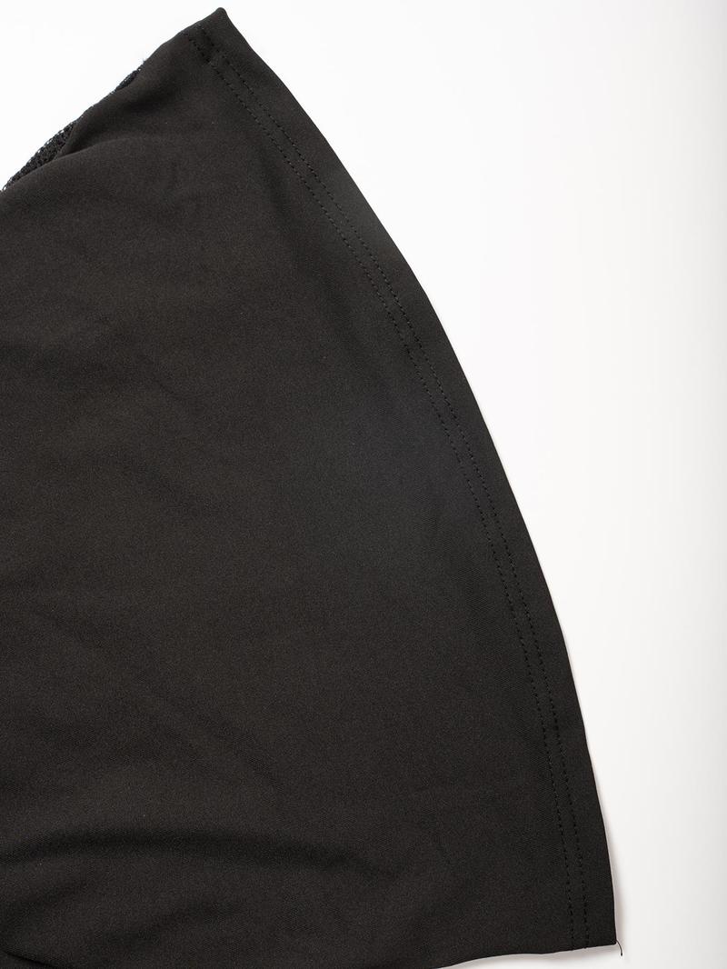 Women's Plain Contrast Lace Backless Tee, Elegant Fashion Casual Long Sleeve T-shirt for Daily Outdoor Wear, Ladies Clothes for Spring & Fall