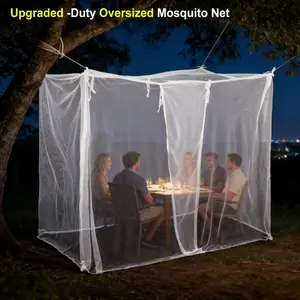 Upgraded thick and enlarged camping mosquito net, rectangular square mesh canopy design, single opening convenient entry and exit mosquito proof bed curtain, fine mesh effectively blocks mosquitoes, breathable and transparent, not stuffy or hot, white sim