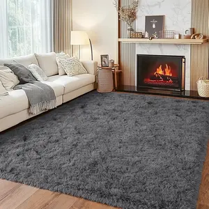 4x6 Shag Rug for Bedroom, Ultra Soft Fluffy Plush Area Rug, Non Slip Modern Indoor Throw Floor Carpet for Living Room Girls Boys Dorm Nursery Home Decor, Dark Grey