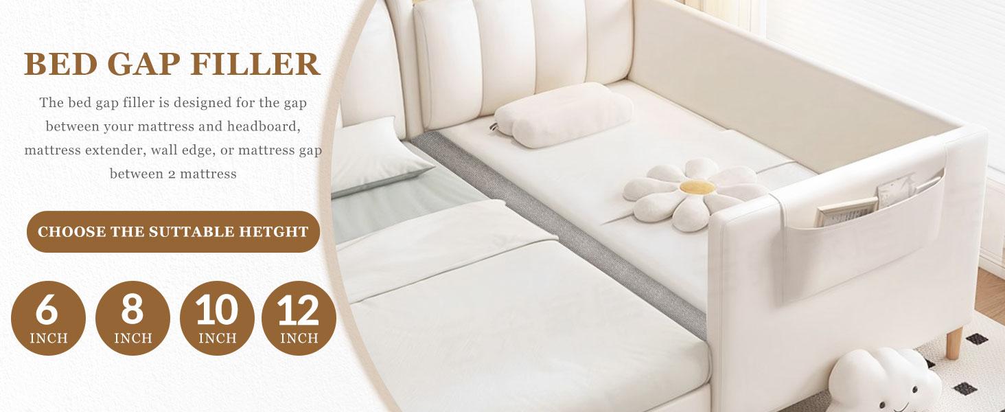 Bed Gap Filler,High-Density Bed Crack Filler with Removable Cover,Mattress Extender for Headboard Gap,Spacer Filler Between Mattress and Wall,Bed Wedge Gap Filler,Beige,78"x6"x6",King