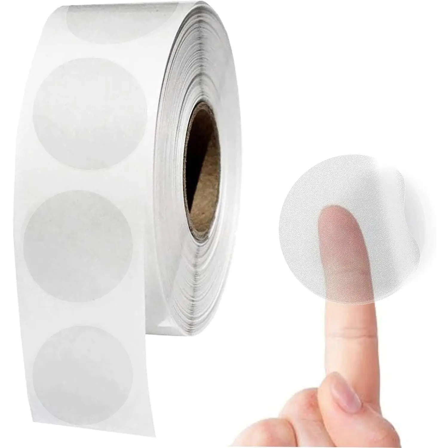 Crystal Clear Transparent 1" Round Stickers, Envelope Tab Sealer and Retail Package Round Clear Seal Labels Self Adhesive, 1000 Stickers Per Roll