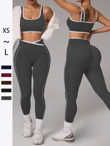 2 Piece Women's Sports Bra and Fitted High Waist Pants, Removable Cups, Quick Dry Comfortable Yoga for Gym and Tennis