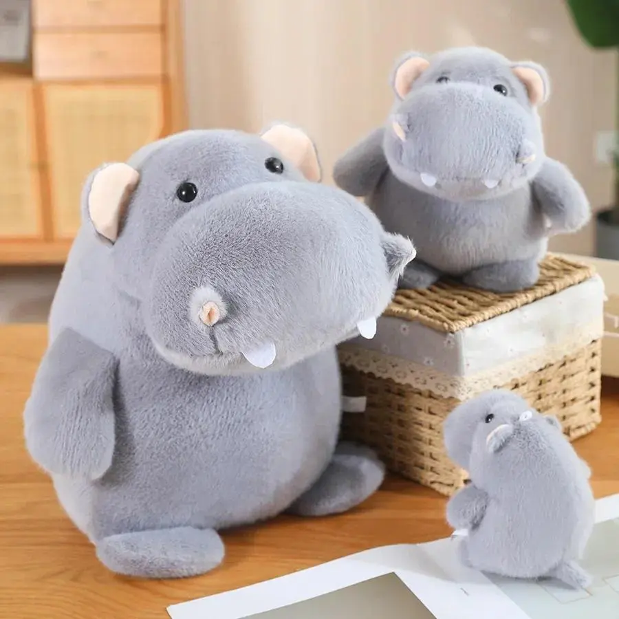 Unisex Fluffy Stuffed Hippo Toy - Soft Plush Cartoon Hippopotamus Doll, Stuffed Animals Home Decor, Baby Kids Christmas or Birthday Gift