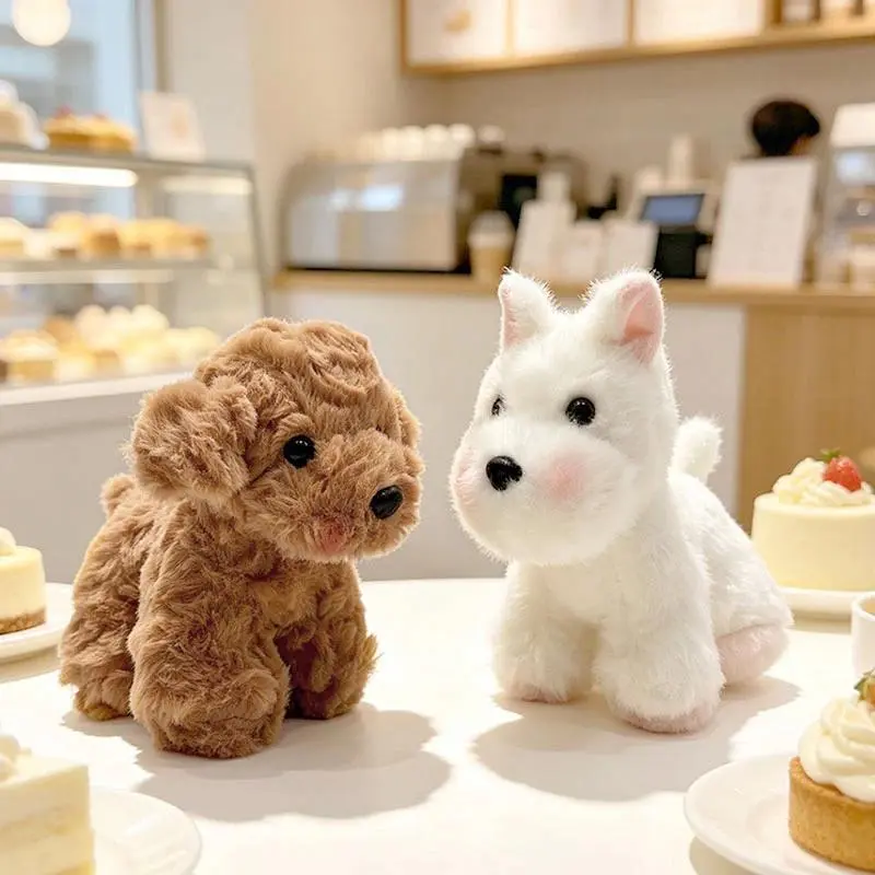 Kawaii West Highland Schnauzer Corgi Dog Plush Toy, Soft Fluffy Standing Stuffed Animal Adorable Appease Toy For Kids Gift