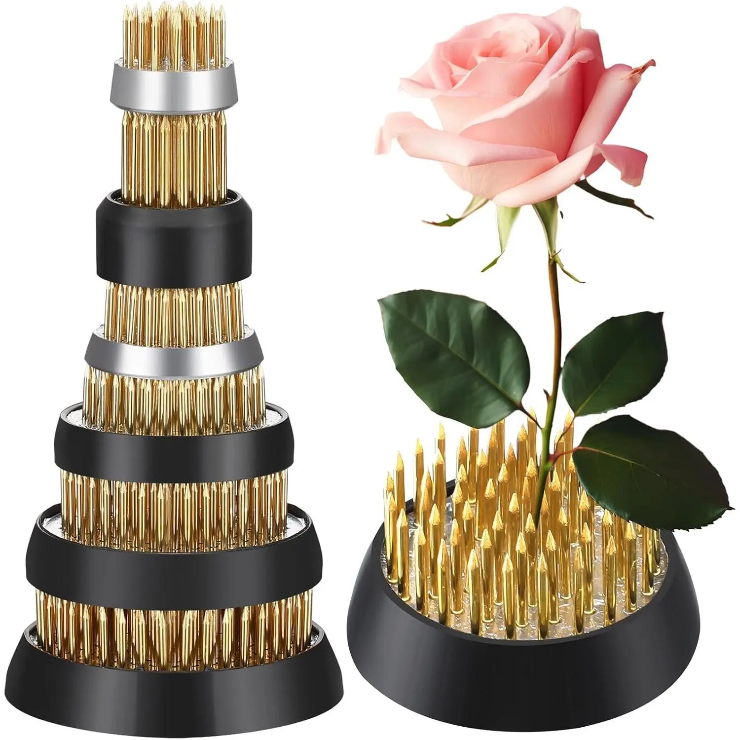 6 Pcs Round Flower Frogs, 6 Size Brass Floral Frogs Flower Holder Japanese Ikebana Vase Kenzan Floral Arranger Fixed Pin Tools for Home DIY Craft Plant Fixation Decoration