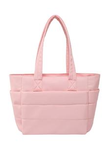 women's solid color quilted slouchy tote bag, pink tote mom, lightweight puffer design shoulder bag for travel & work & beach, casual trendy versatile high-quality daily commuter tote bag, everyday bags, ladies purse, women handbags, shopper handbag