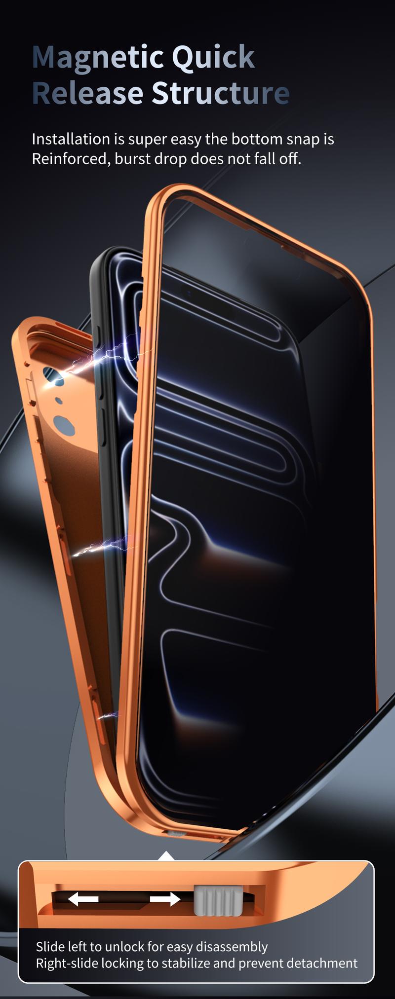 【Metal + Plastic No All Metal】Metal Frame iphone 17 Pro Max Case Purple Full Coverage Privacy Screen Lens Protection Magnetic TPU Back International Warranty Phone Cases phone case 17 pro max