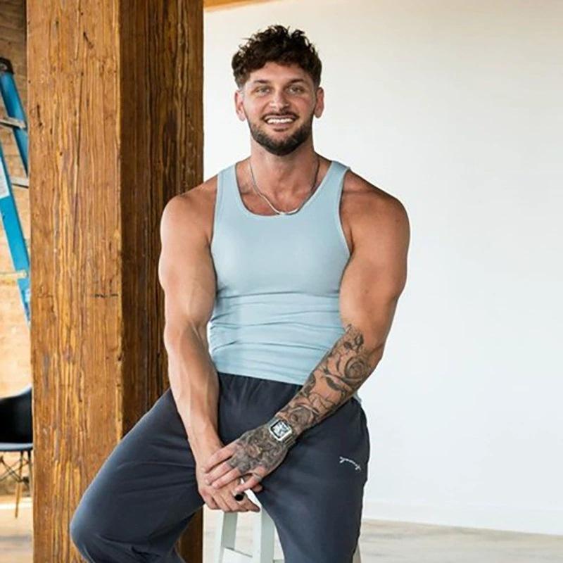 Men's Fitness Vest, High Elasticity Ribbed Training Breathable Sleeveless Tank Top, Plus Size Men's Vest