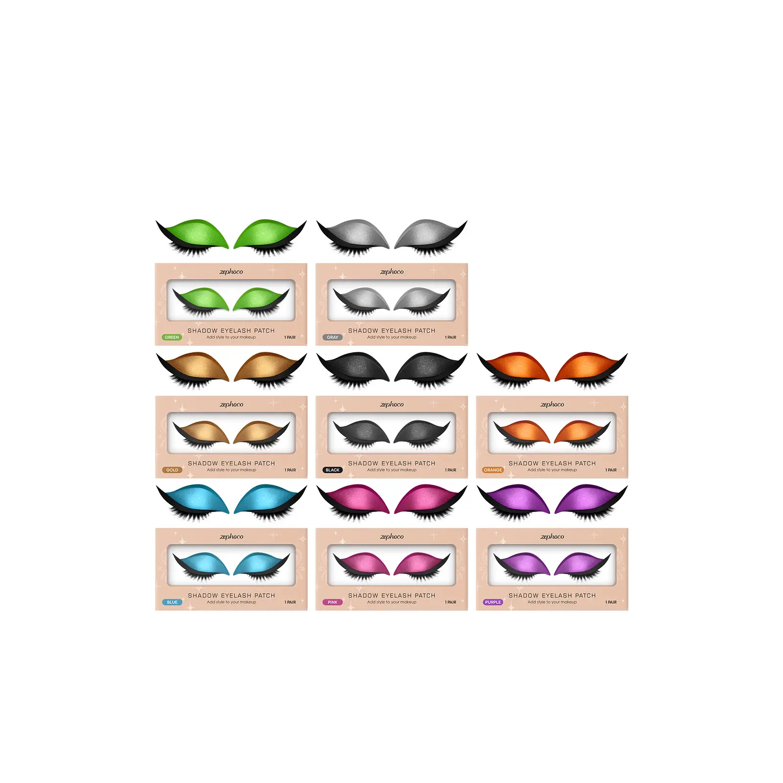 2-in-1 Eyeshadow & Eyelash Stickers, Easy Application Pre-Made Cosmetic Eye Makeup, Compact Pack for Beginners, Daily & Party Wear