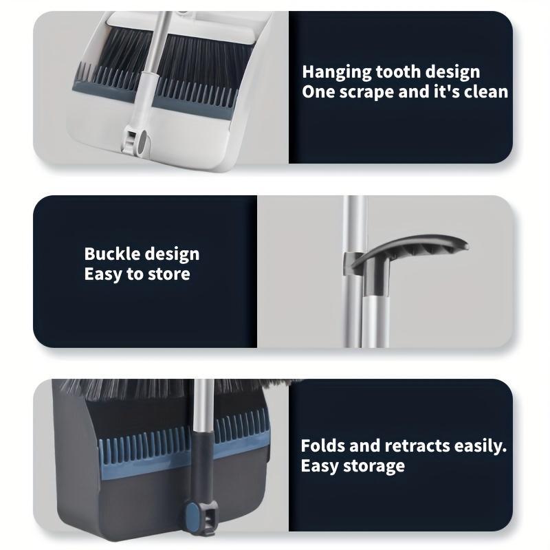 3 in 1 Rotatable Broom with Dustpan Set, 1 Set Foldable Magnetic Broom & Dustpan Set, Household Cleaning Tool for Living Room & Bedroom