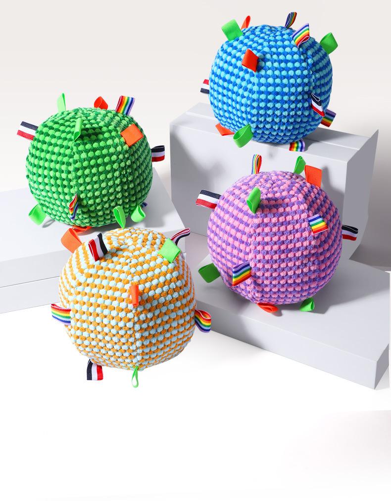 Pet Toy Ribbon Sound Ball, Dog Toy, Interactive Bell Rolling Ball for Teasing and Throwing, Pet Toy, Cat Teething Toy