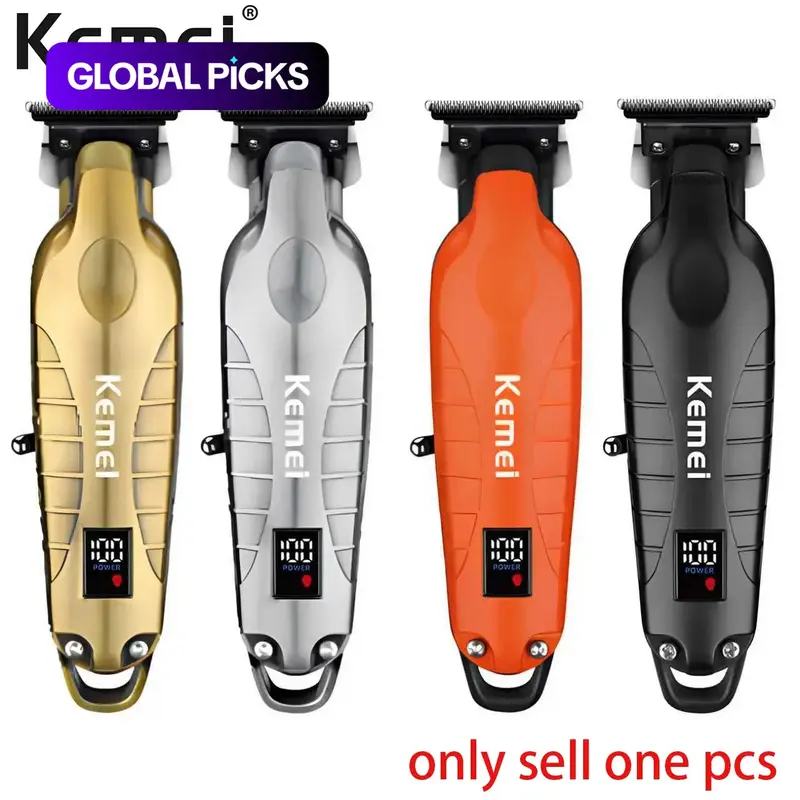 【Black Friday】Kemei KM-2293 Metal-Body Digital Electric Hair Clippers, Professional Rechargeable Cordless Hair Trimmer for Men and Women