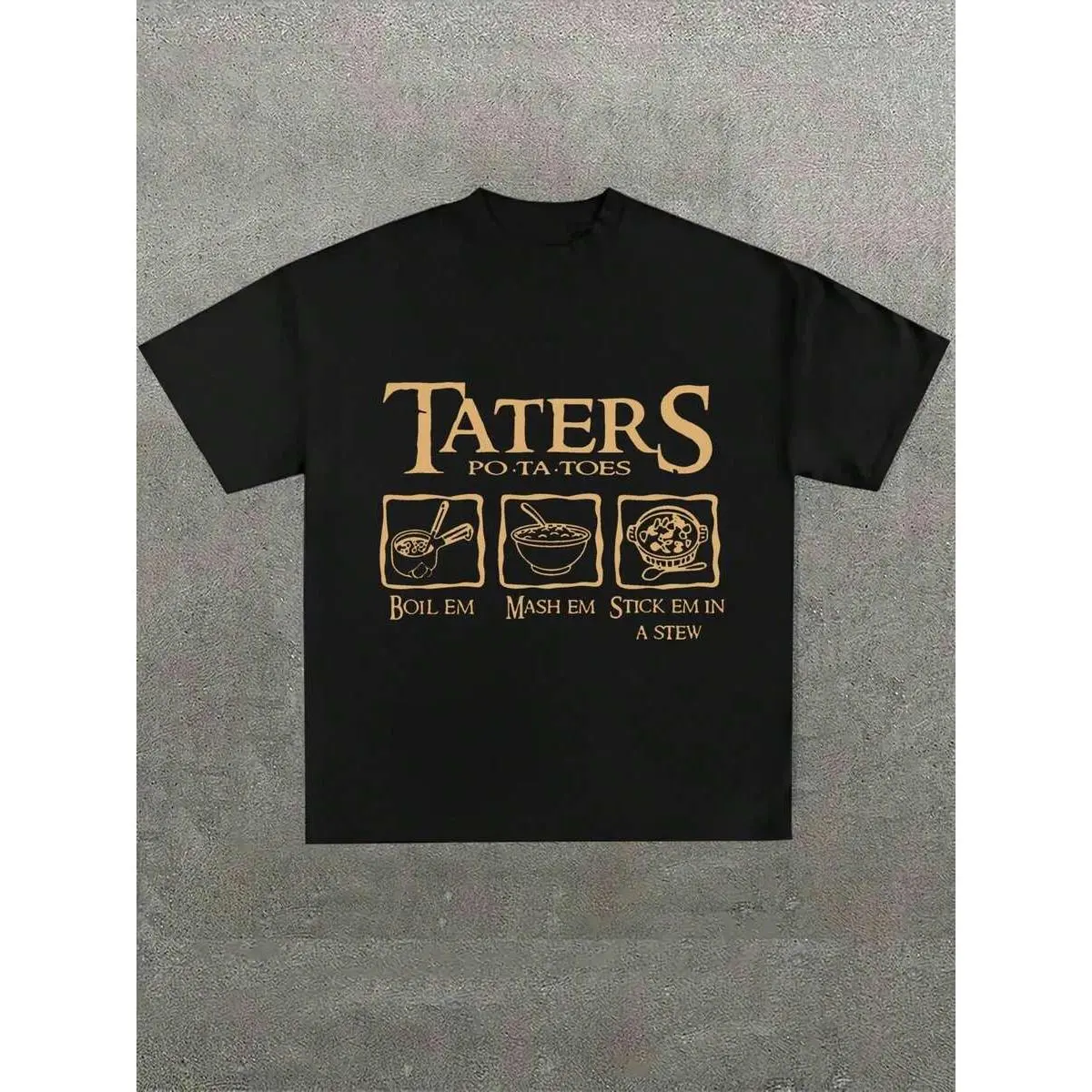 Humorous Potato - Recipe - Inspired Motif Printed Casual Soft Short Sleeve Pure Cotton 220gsm T - Shirt