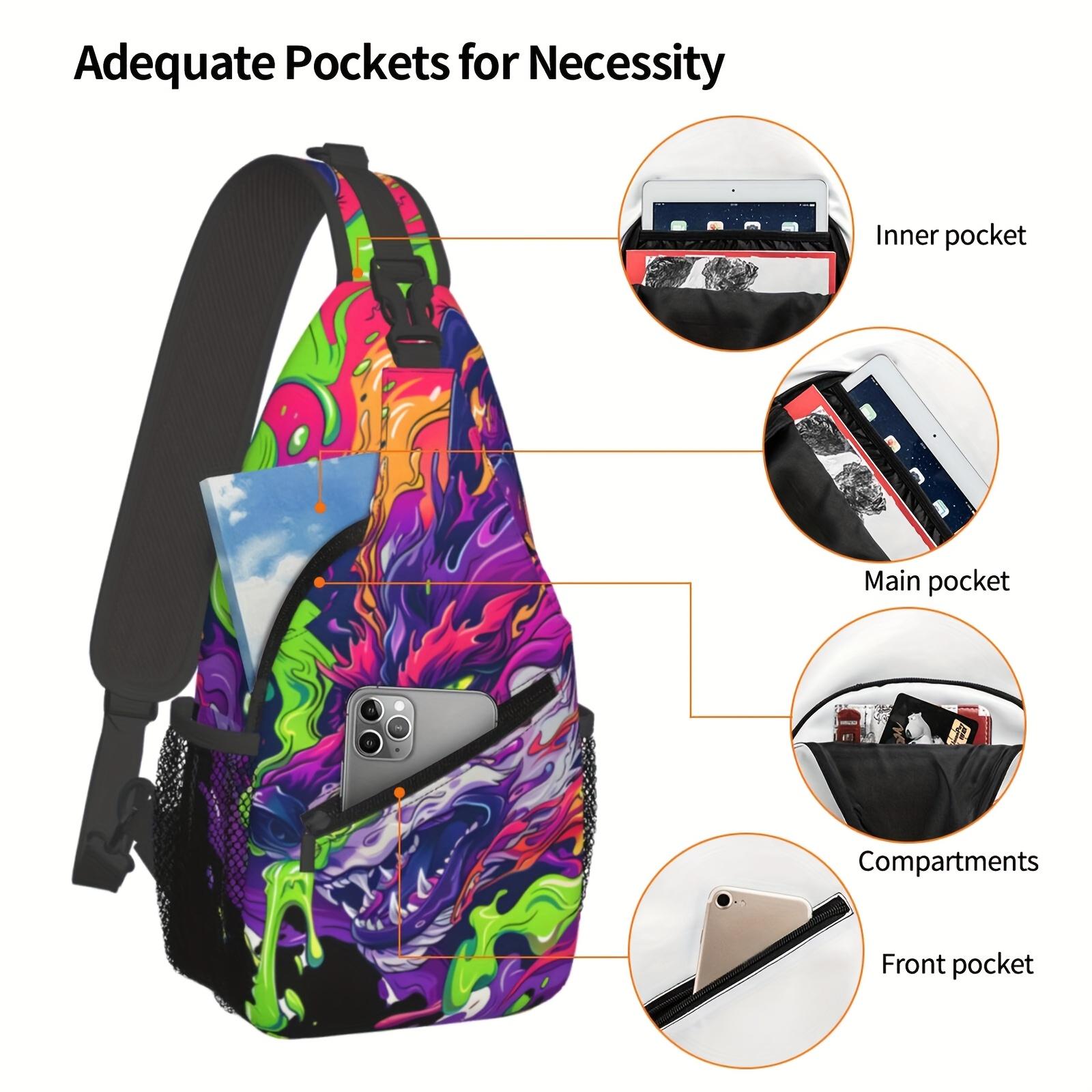 Crossbody Chest  Hiking Cartoon Style Fox Head Shoulder  Folding Large Capacity Fashion Durable Can Be Used for Shopping, Work, Leisure Travel Beach  Fishing  Travel Additions Must Have  for School Back Christmas Gifts bag backpack