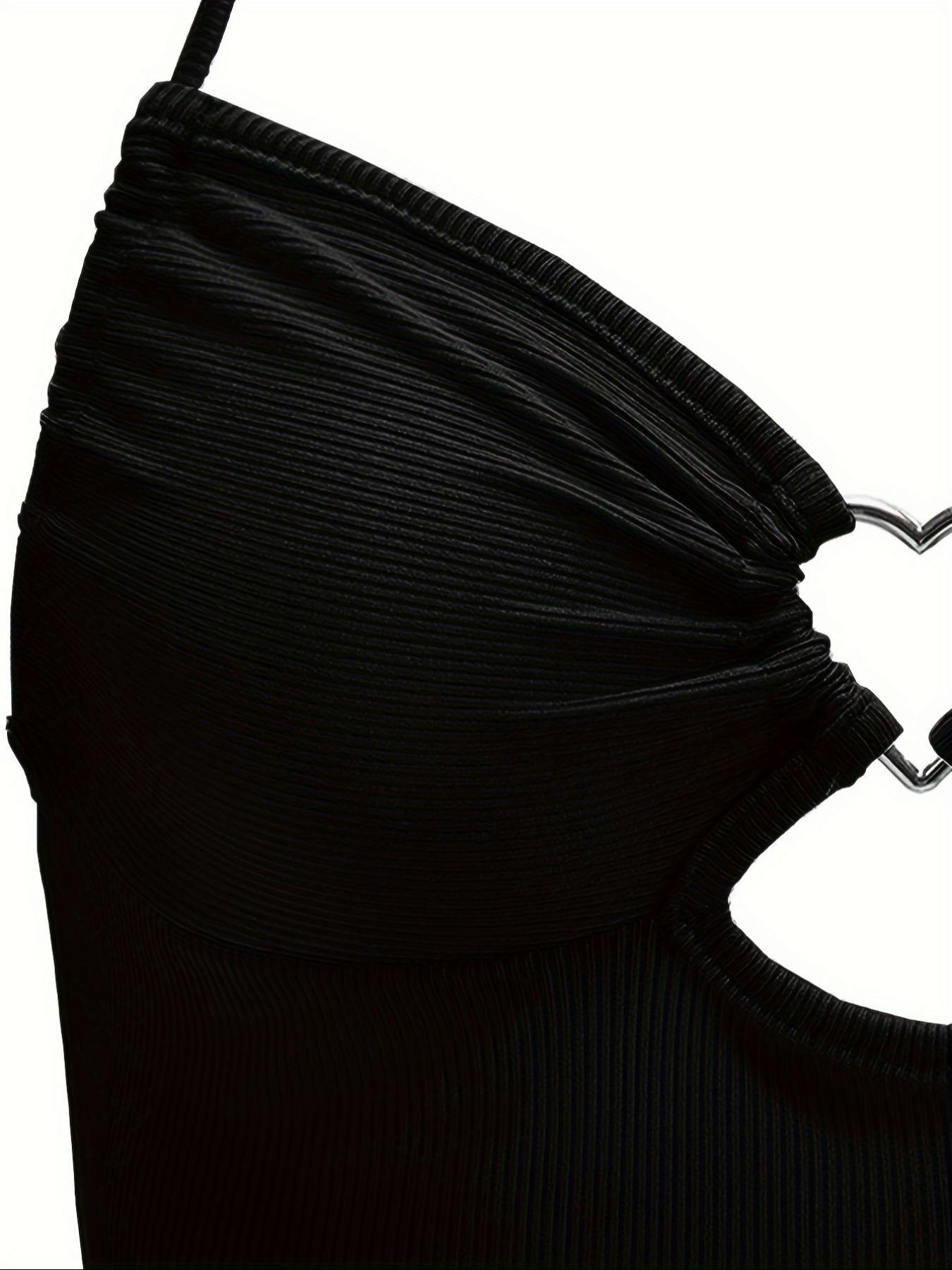 Women's Solid Cut Out Ruched Halter Neck Crop Top, Y2K Fashion Tie Back Backless Crop Top for Summer, Women's Clothing for Daily Wear Valentine's Day, gift