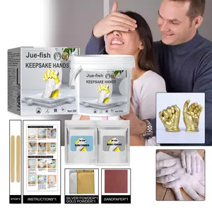 3D Hand Casting Kit, Couples Keepsake Hands Molding Kit with Clone Powder and Model Powder, DIY Plaster Statue Craft Gift for Anniversary, Wedding, and Family Keepsakes