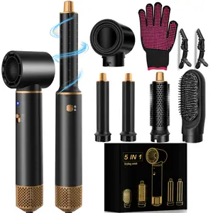 5-in-1 High-Speed Straight-Blow Hot Air Styling Wand & Hair Dryer - Auto Curling Comb with Negative Ion Hair Care