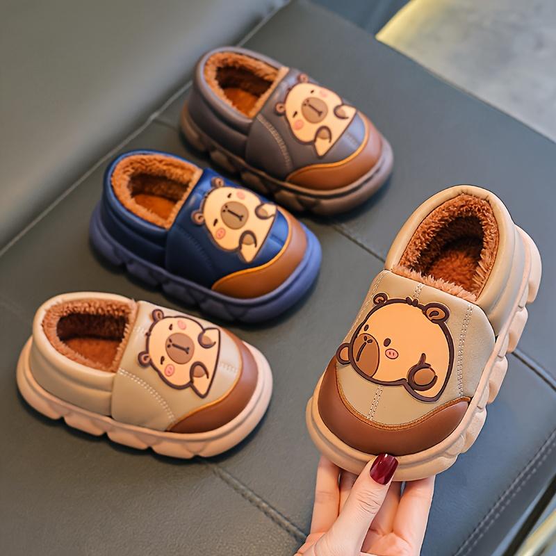 1 Pair of Capybara Kids' Slippers for Autumn and Winter, Boys' Indoor Home Plush Slippers for Girls, Cute Cartoon Slippers, Lightweight Slippers, Soft Slippers, Slippers For Girls, Slippers For Boys