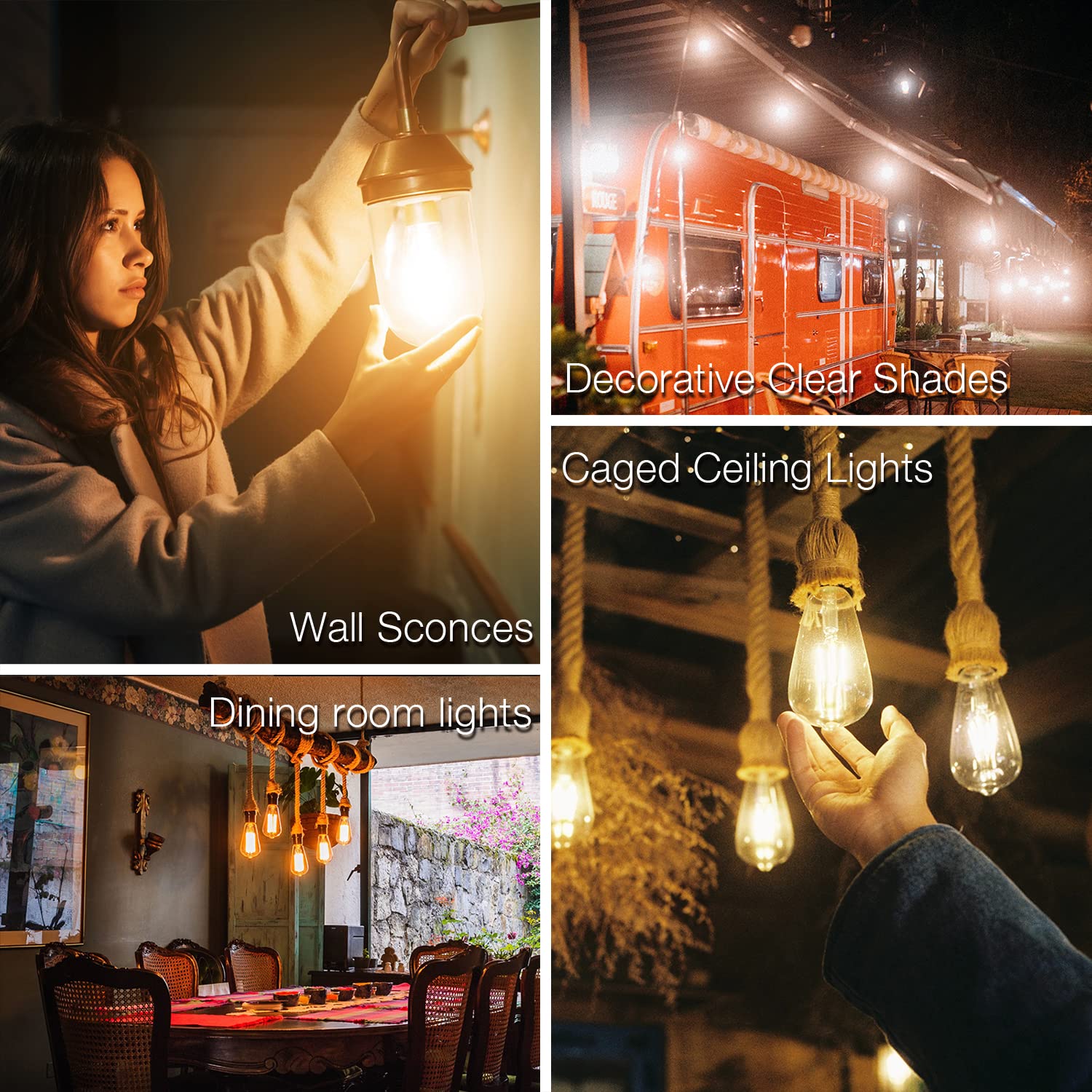 DAYBETTER LED Edison Bulbs ST58 Antique Filament 8W 800LM Dimmable Warm White 2700K E26 Base Clear Glass for Home Decor