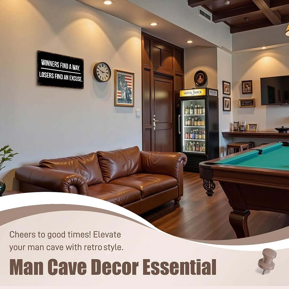 Winners Find A Way. Losers Find An Excuse. 12x8 Inch Motivational Wall Art – Gym, Office, Garage Decor – Bold Indoor/Outdoor Poster