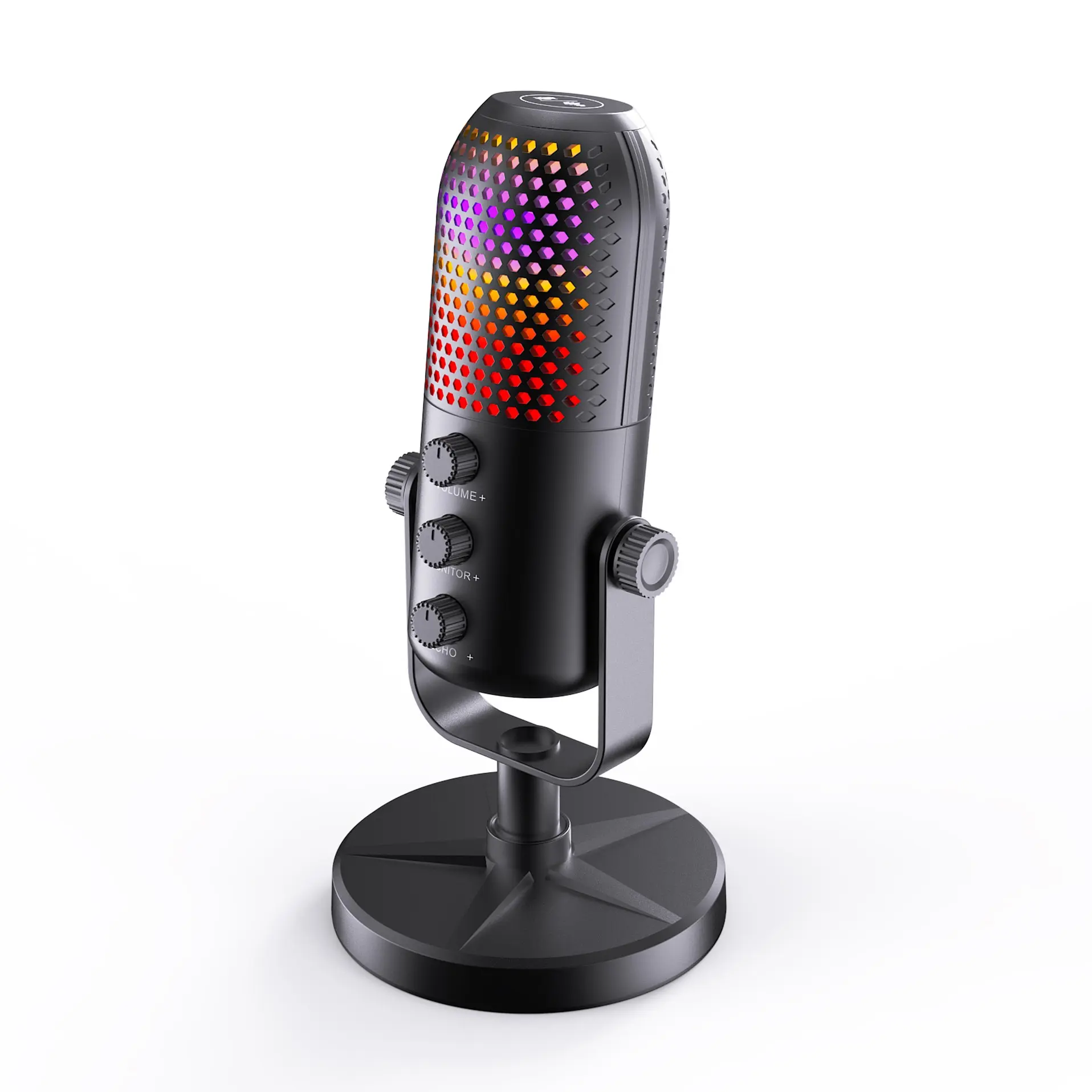 USB microphone for PC gaming, streaming, and podcasting, plug and play RGB desktop microphone with one click mute, heart-shaped noise cancelling computer microphone for Twitch and YouTube, capable of recording on PC and laptop (black)