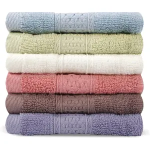 6 Pack 100% Cotton Wash Cloth, 13x13 Inch Highly Absorbent and Soft Feel Fingertip Towels, Machine Washable Washcloths for Bathroom, Gym, Hotel, Spa and Kitchen, 6 Colors