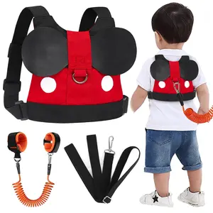 Toddler Leash Harness, Child Harness Baby Leash + Anti-Lost Wrist Link, Cute Kids Harness with Walking Assistant Strap Belt Tether for 1-5 Years Boys and Girls to Zoo or Mall