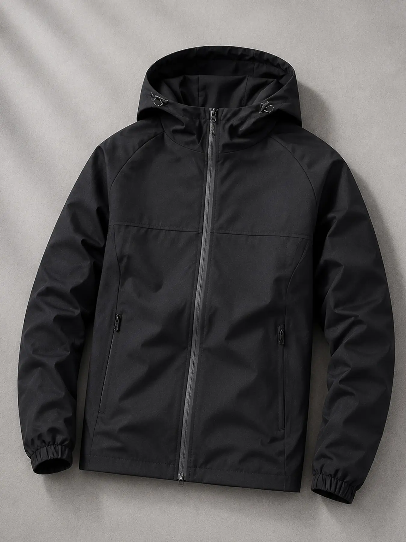Men's Outdoor Soft Shell Jacket, Hooded Windproof Coat, Fall Sports Casual Zipper Jacket, Simple Stormproof Outerwear