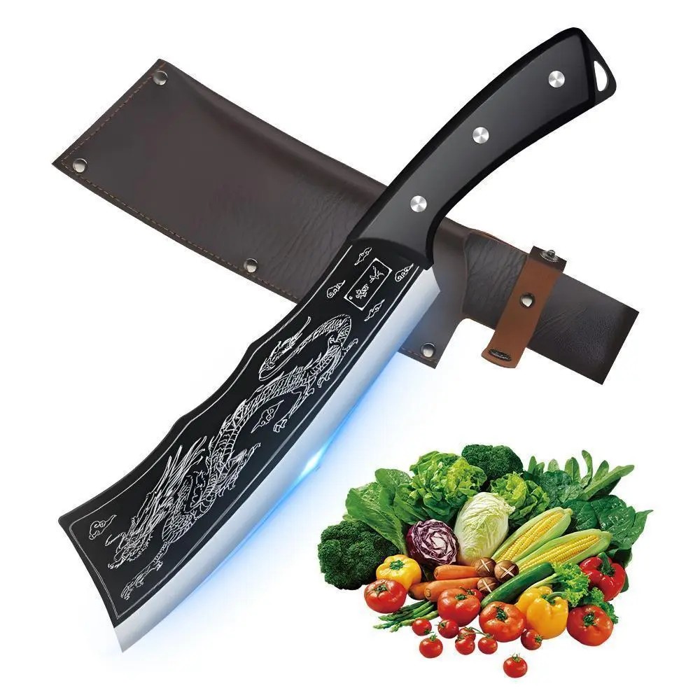 Kitchen Chef knife, Handmade Dragon Knife, Crafted from Stainless Steel with a Sheath, Sharp Meat Cleaver for Cutting And Chopping Bones, Versatile Utility Knife with Ergonomic Handle, Ideal for Outdoor, Home#DealsForYouDays