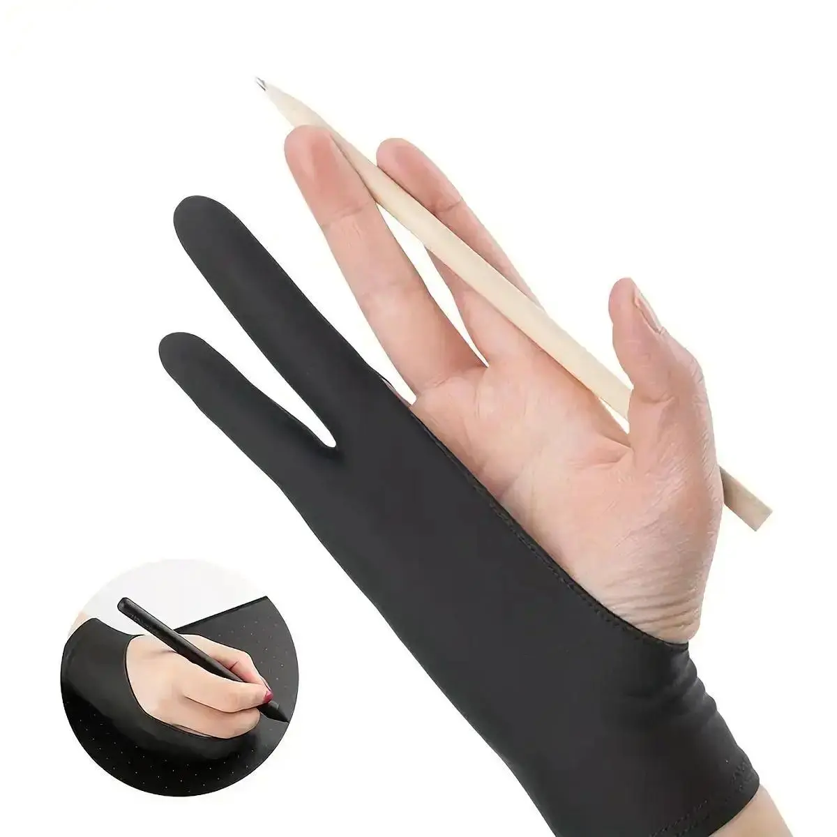 Anti-Smudge Two-Finger Drawing Glove for Artists, 1 Count Anti-Touch Glove for Touchscreen Drawing Tablets and Screens