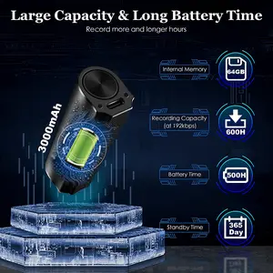 Magnetic Adsorption Voice Recorder, Smart HD Noise Cancelling Voice Control Recorder, Rechargeable Digital Audio Recorder for Lecture Sessions, Noise Canceling Recorder