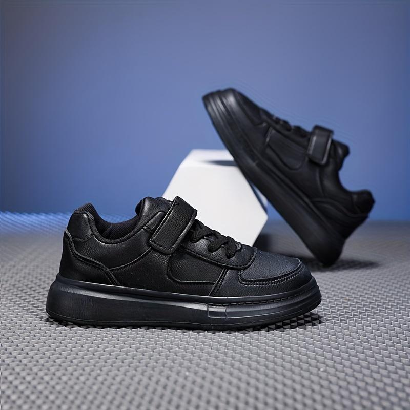 (New)Boys' Casual Sneakers, Summer New Outdoor Fashion Three-Color Leather Convenient Velcro Campus Performance White Shoes, Medium and Large Boys' and Girls' Black and White Sneakers Sizes 28-40(Gift)11