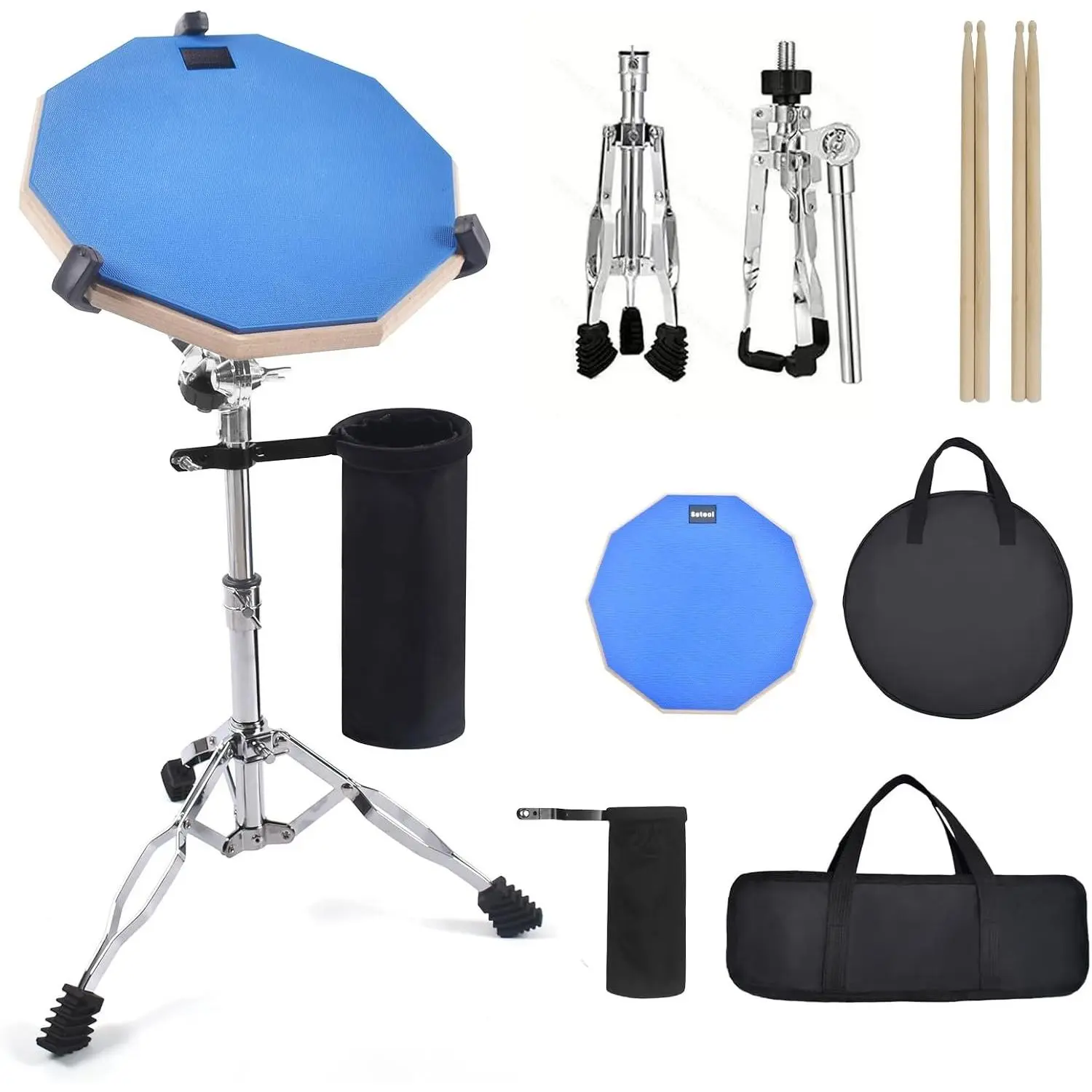 Drum Practice Pad Set, 12 Inch Double Sided Silent Drum Pad with Bag