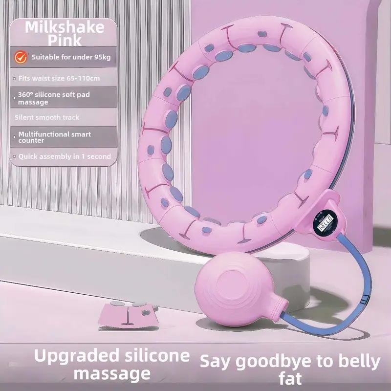Intelligentweightedhulahoop,suitableforadultdailyactivitiesandwaistexercises.Anunlimitedhulahoopwithacounterandweightedballs.Equippedwitha360°siliconemassagepad.Detachableadjustablehomeusewomen'swaistring,suitable for waist sizes 65-110 cm.