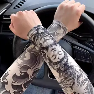 Men's UV Protection Sleeve Covers, Ultra-Thin Tattoo Sleeves, Fashionable All-Over Print, Ideal for Cycling and Driving, Outdoor Use