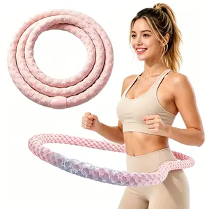 3.3 LBS Soft Spring Hula Hoop for Women, Weighted Foldable Portable Infinity Fitness Hoop, Ideal for Home & Travel Workouts
