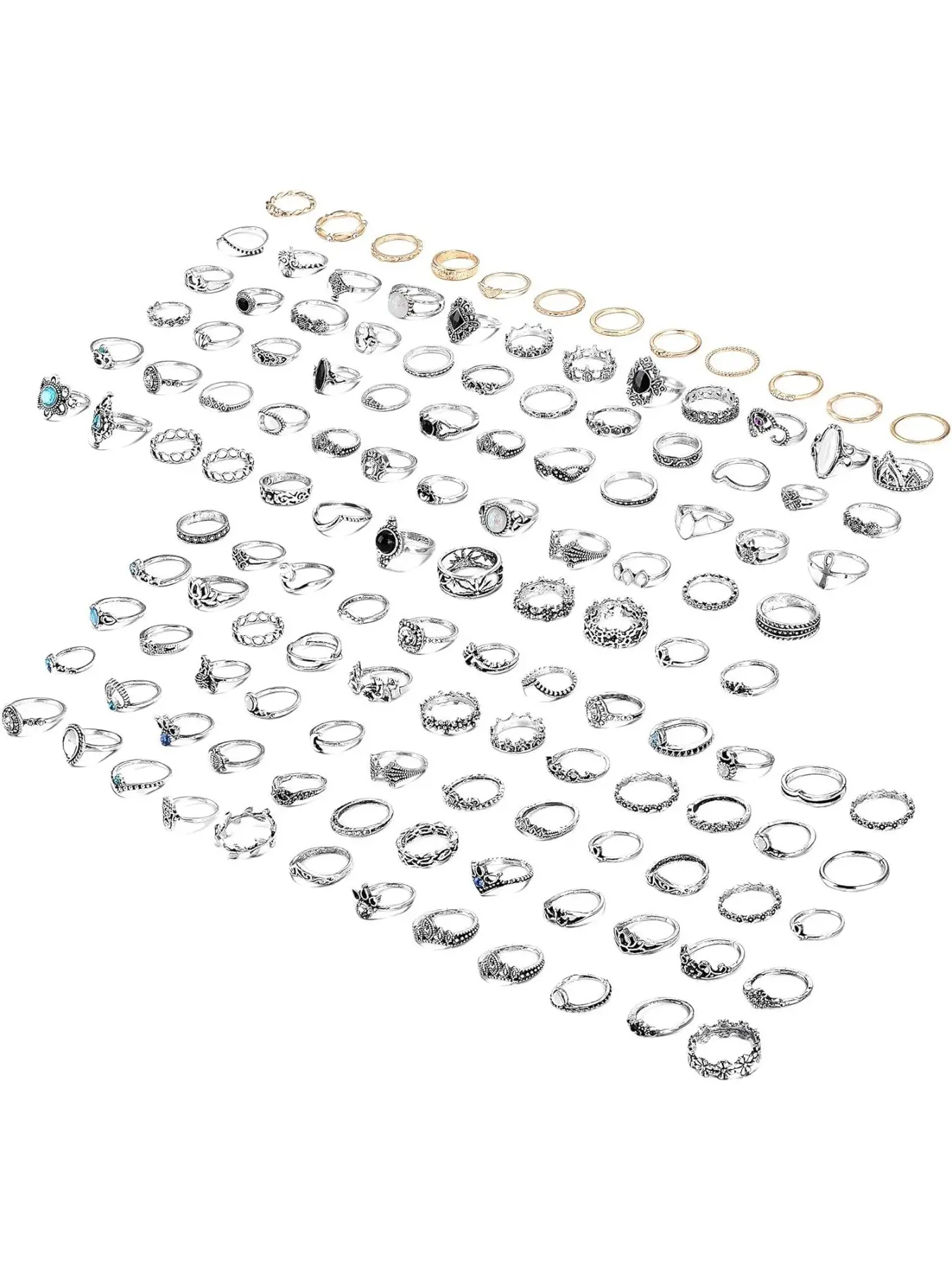 132PCS Boemia Knuckle Ring Set per donna Hollow Silver Fashion Midi Finger Rings Vintage Stackable Knuckle Midi Rings Set