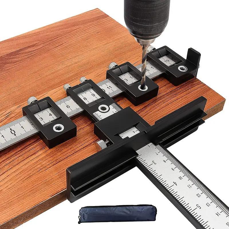 Woodworking Square Tool, Woodworking Square Protractor, Measuring Ruler, Multipurpose Wood Drilling Dowelling Guide Tool, Cabinet Hardware Jig Tool for Installation of Handles Knobs on Doors and Drawer