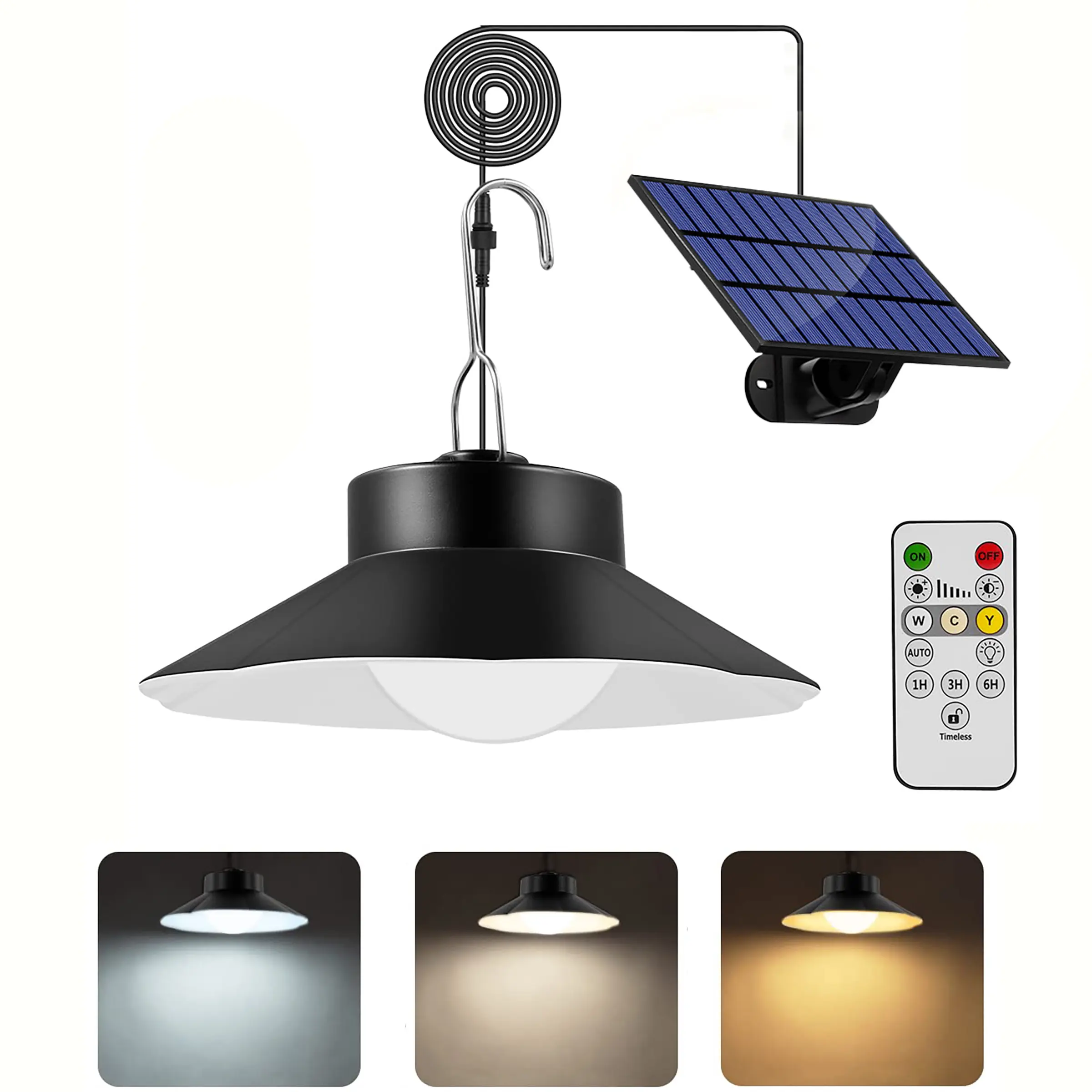 Solar Shed Light Indoor Outdoor, LED Battery Powered Pendant Lamp, Dusk to Dawn, 4 Modes, Waterproof Ip65, Suitable for Barn, Pavilion, Shop, Garage