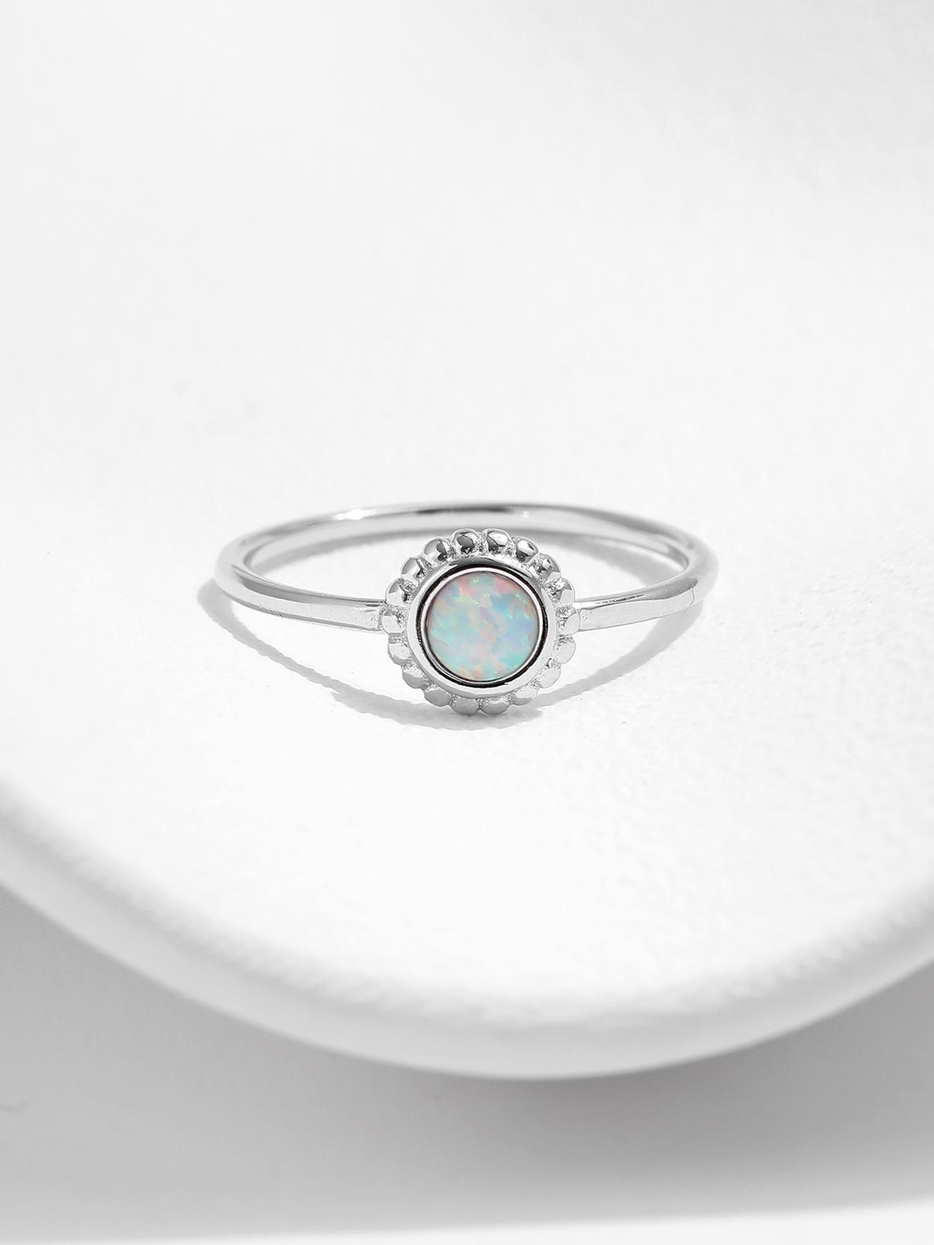 925 Sterling Silver Vintage Sunflower Design Ring, Fashion Synthetic Opal Ring for Women, Trendy All-match & Exquisite Jewelry for Birthday Gift